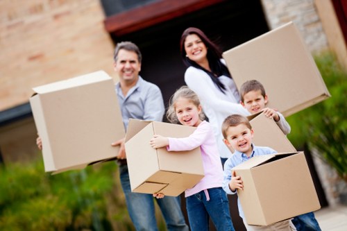 Professional movers handling business furniture in central Westminster